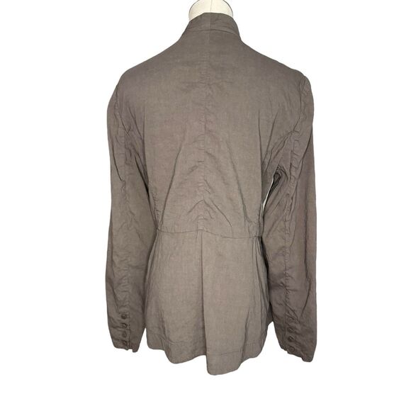 Eileen Fisher Women’s Small High Collar Peplum Jacket Gray Linen Blend Pockets - Picture 5 of 8